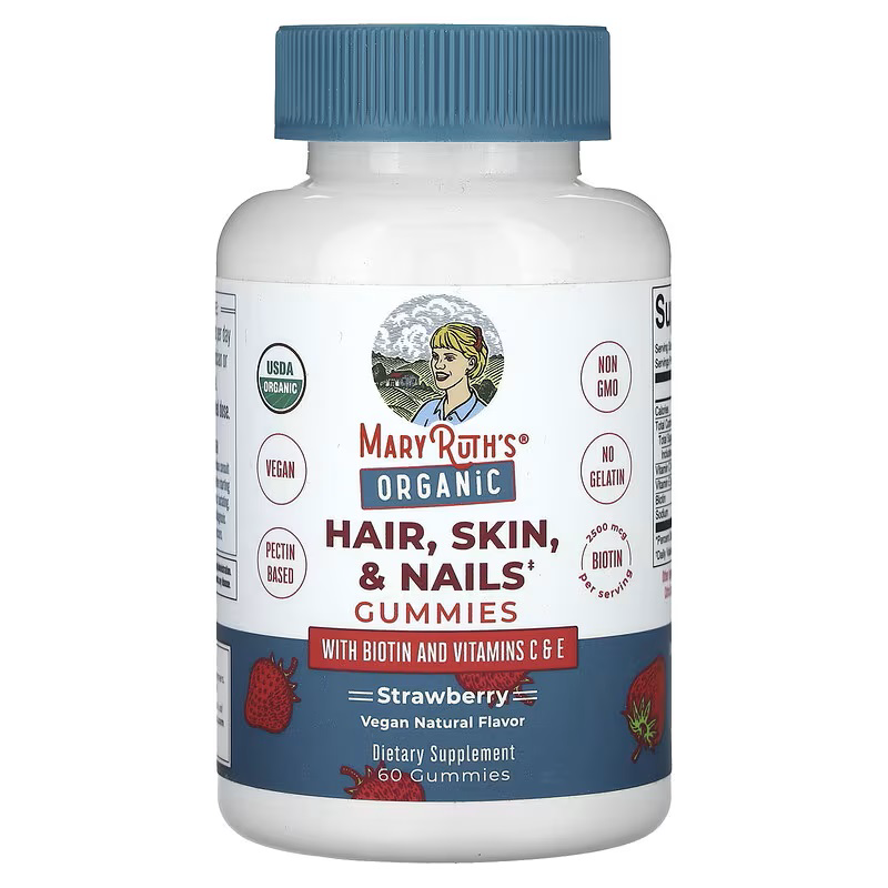 MaryRuth's Hair, Skin, & Nails Gummies, Strawberry, Organic