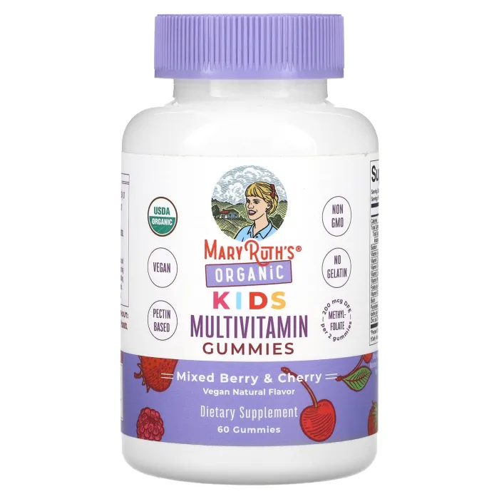 [62029] MaryRuth's Kids Multivitamin Gummies, Mixed Berry & Cherry, Organic