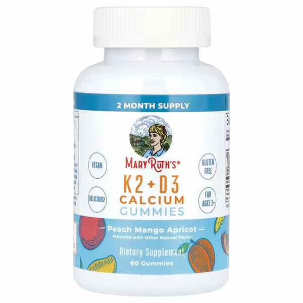 [00805] MaryRuth's, K2 + D3 Calcium Gummies, Peach, Mango and Apricot
