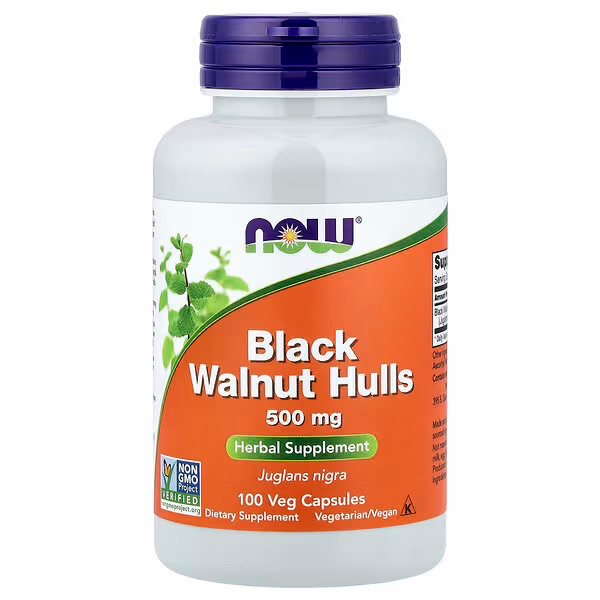 NOW Foods, Black Walnut Hulls, 500 mg, 100 Veg Capsules