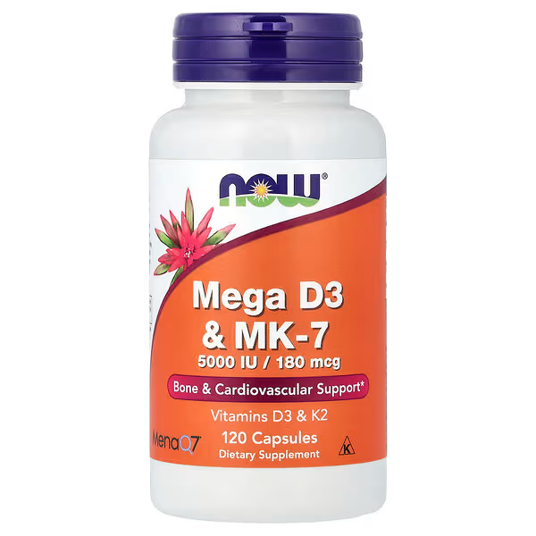 NOW Foods, Mega D3 & MK-7, 120 Capsules