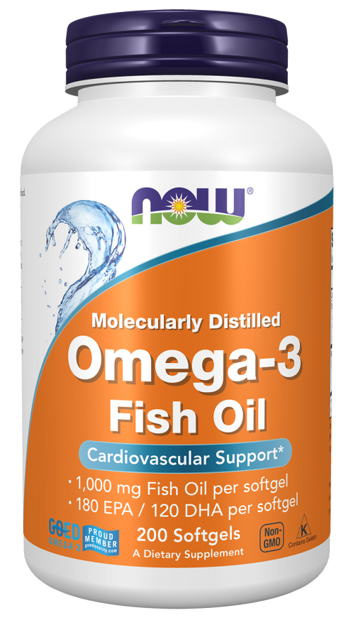 (200 softgels)NOW Omega-3 Fish Oil, 1,000 mg, 180 EPA - 120 DHA