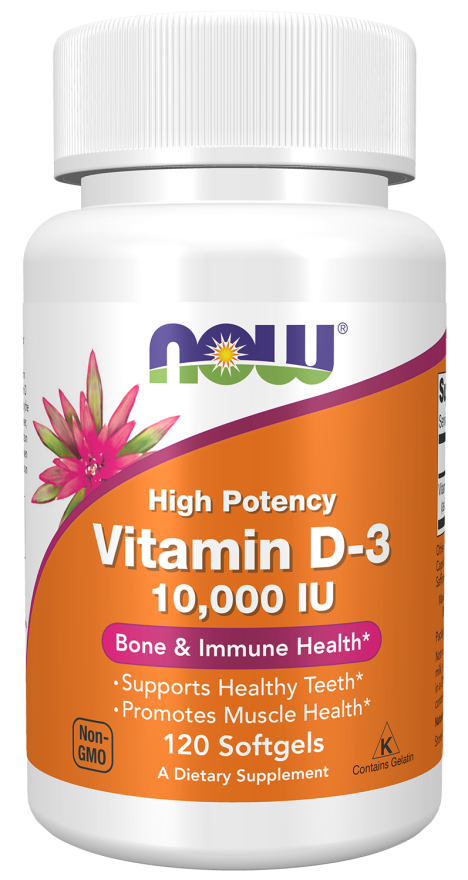 NOW, Vitamin D-3, High Potency, 250 mcg (10,000 IU)