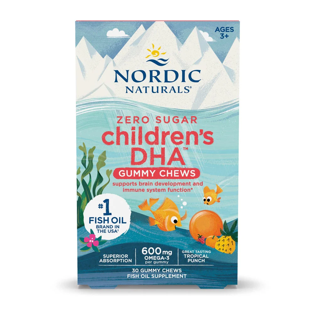 Nordic Naturals, Children's DHA Gummy Chews, Ages 3+, Tropical Punch, (355 mg per gummy)
