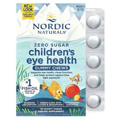 [01844] Nordic Naturals, Children's Eye Health Gummies, Zero Sugar, Ages 2-12, Strawberry Lemonade