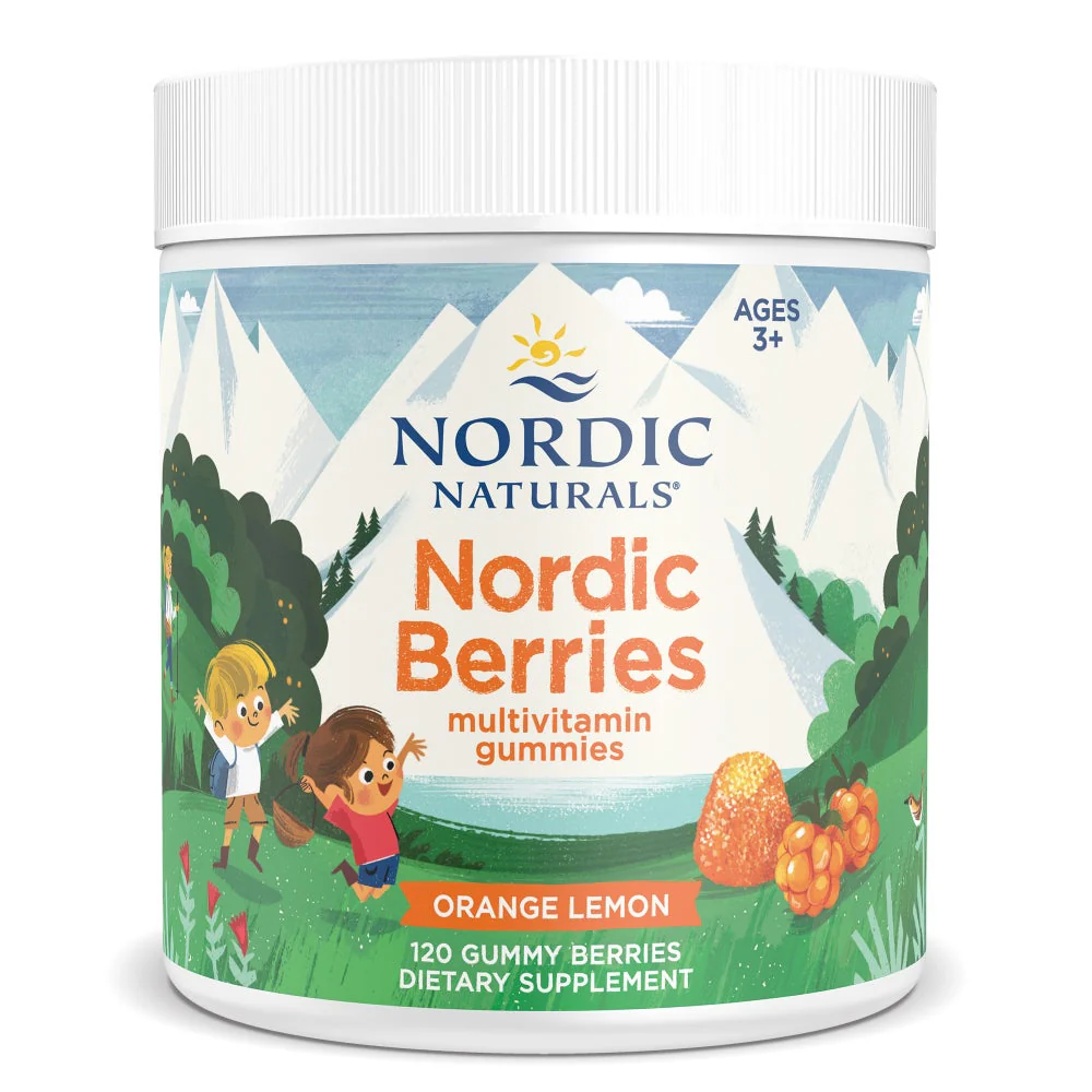 [30120] Nordic Naturals, Nordic Berries, Multivitamin Gummies, Ages 3+, Orange Lemon