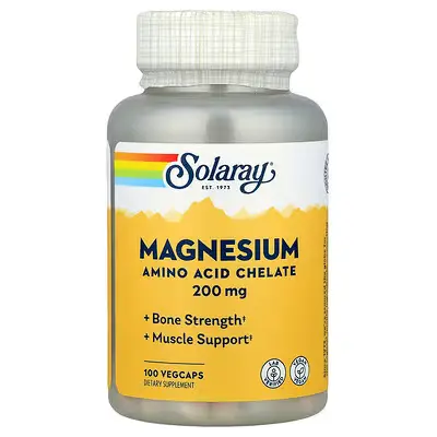 [04630] Solaray Magnesium, Amino Acid Chelate 200mg