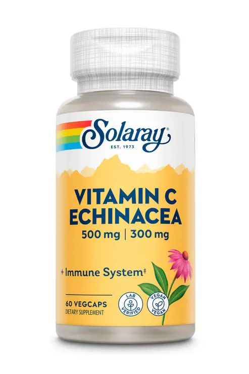 [04393] Solaray Vitamin C & Echinacea 500mg 60 VEGCAPS