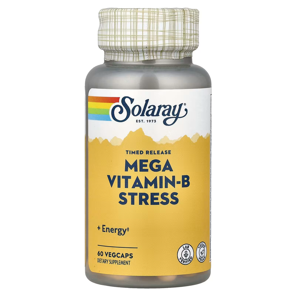 [04240] Solaray, Timed Release, Mega Vitamin-B Stress, 60 VegCaps