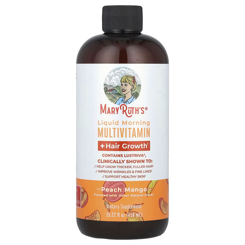 [62285] MaryRuth's Organics Morning Multivitamin +Hair Growth Liquid, Peach Mango