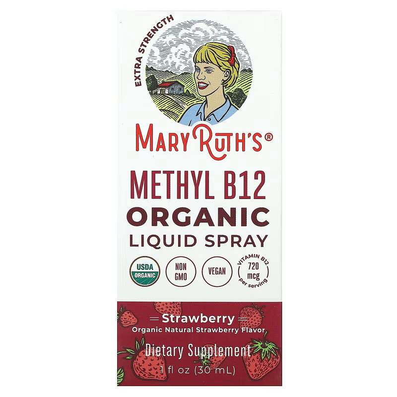 [47120] MaryRuth's Organics Vitamin B12 Spray, Strawberry, Organic