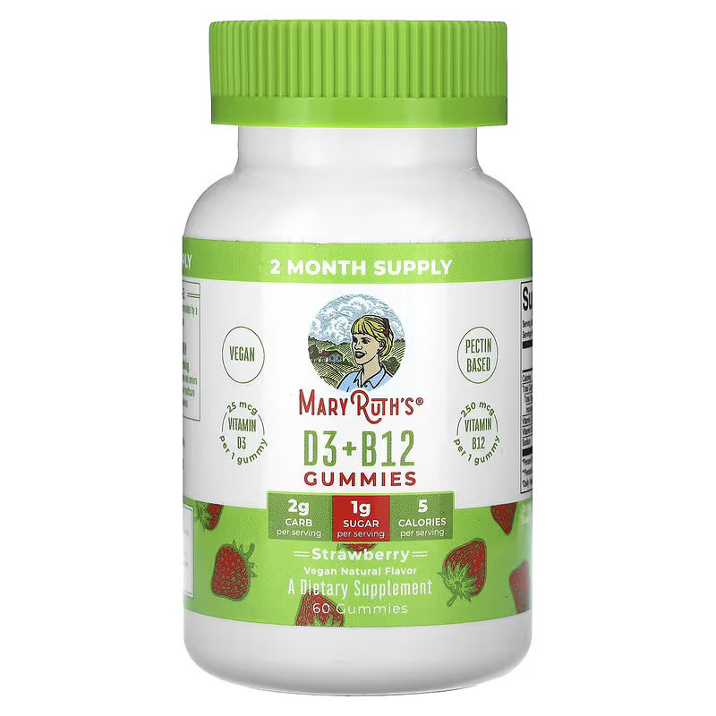 [70033] MaryRuth's Organics Vitamin D3+B12 Gummies, Strawberry